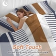 thumbnail image 4 of 3 Piece Modern Brown Blue Duvet Cover Set Queen Size,Microfiber Comforter/Quilt Cover with Corner Ties and 2 Pillowcases,Boho Contemporary Geometric Striped All Season Bedding with Zipper Closure, 4 of 8