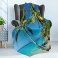thumbnail image 4 of Ocean Soft Flannel Fleece Throw Blanket, Kood Island Thailand Journey Vacation Heaven Travel Destination in Asia, Cozy Plush for Indoor and Outdoor Use, 50" x 60", Blue Green Pale Brown, by Ambesonne, 4 of 5