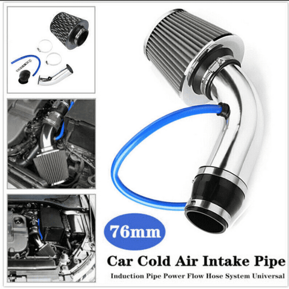 Car Accessories Cold Air Intake Filter Induction Kit Pipe Power Flow Hose System, Sliver