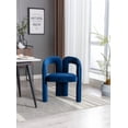 thumbnail image 2 of Modern Velvet Dining Chairs Set of 2, Upholstered Barrel Side Chairs Kitchen Armchair Accent Dining Chair, Comfy Vanity Chairs with Open-Back and 3 Legs, for Living Room/Dining Room/Bedroom, Navy, 2 of 9