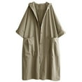 thumbnail image 2 of Joernso Spring Autumn Women Trench Coat Solid Color Loose Hooded Streetwear Literary Style Single Breasted Windbreaker Overcoat for Working, 2 of 8