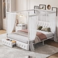 thumbnail image 3 of Euroco Upholstered Queen Size Canopy Bed with Drawers for Living Room, 3 of 14