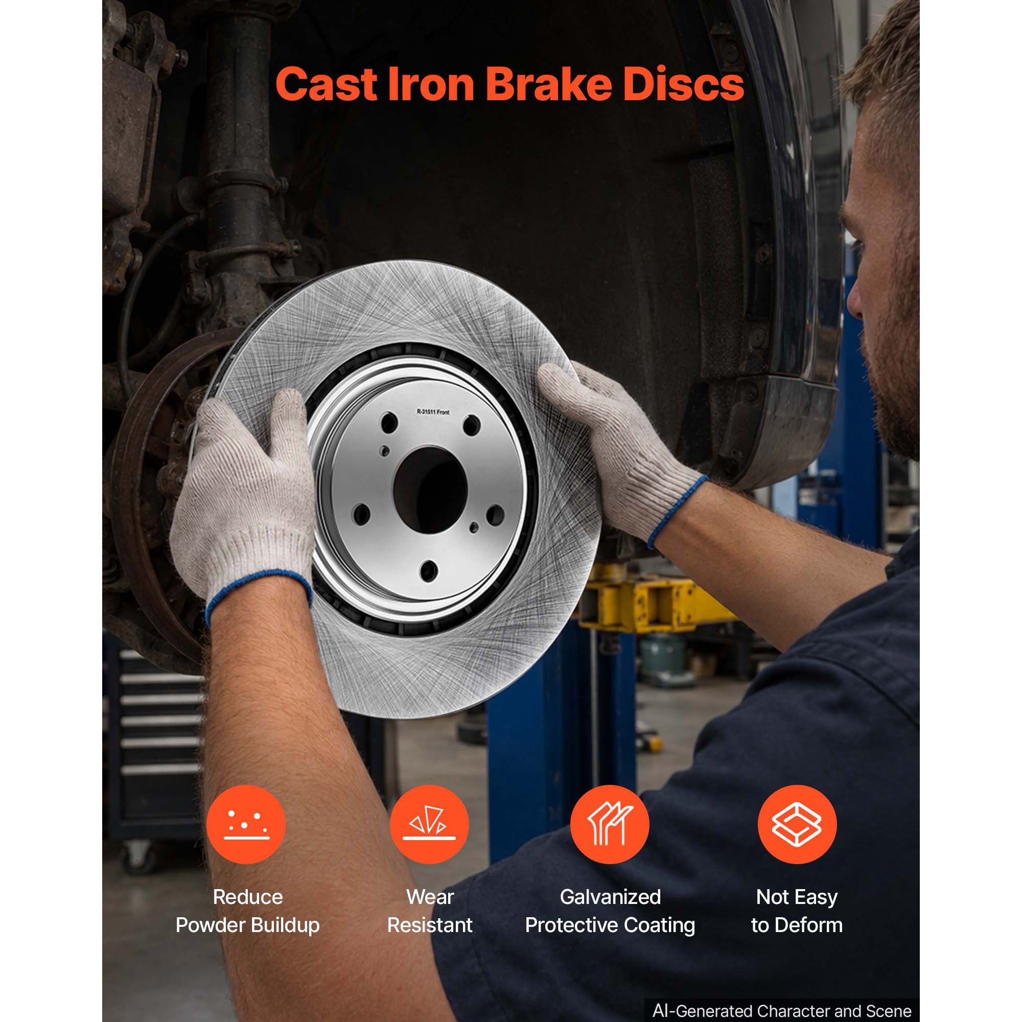 KFFKFF Front & Rear Brake Kit with Ceramic Brake Pads & Hollow Rotors, Compatible with 2010-2015 Lexus RX350, 2010-2015 Lexus RX450H, 2015-2019 Toyota Highlander, 2011-2020 Toyota Sienna