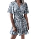 thumbnail image 1 of Vestido floral con cintura fruncida,Vestido floral de manga corta Vestido corto floral con cuello en V Vestido corto floral de verano Eficiencia maximizada, 1 of 6