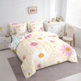 thumbnail image 4 of Feelyou Princess Groovy Flower Twin Bedding Sets 7-Piece, Cartoon Daisy Floral Bedding Comforter Set, Teens Kids Girls Women Reversible Sheet Sets, Luxury Bedroom Decor, 4 of 8