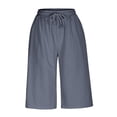 thumbnail image 4 of UVEASISHA Cotton Linen Pants for Women High Waisted Drawstring Capri Pants Baggy Comfy Lounge Beach Trousers with Pockets Gray S, 4 of 8
