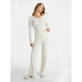 thumbnail image 2 of No Boundaries Cable Knit Sweater Wide Leg Pants, 30'' Inseam, Women's, 2 of 5
