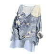 thumbnail image 5 of CFLVAEK Women Oversized Linen Shirts Retro Style Floral Print Shirt Lightweight Batwing Shirts 2025 Summer Casual Plus Size Going Out T Shirt Flowy Scoop Neck Long Sleeve Tops, 5 of 6