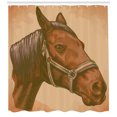 thumbnail image 3 of Ambesonne Animal Shower Curtain, Engraving Horse Head, 69"Wx84"L, Brown and Sand Brown, 3 of 3