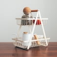 thumbnail image 2 of Detachable Nordic-Inspired Iron Storage Organizer: 2-Tier Black Design for Fruits, Bread & Decor – Portable Handheld Basket for Kitchen, Living Room & Tabletop Use, 2 of 6
