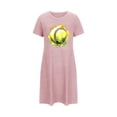 thumbnail image 4 of Camisón corto de talla grande para mujer, camisón de manga corta con estampado de pecho a la moda, camisón para mujer, 4 of 5