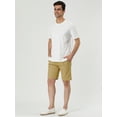 thumbnail image 4 of Pantalones cortos de plaestampados con bolsillos de cintuelástide baño de verano pahombre Caqui 32, 4 of 6