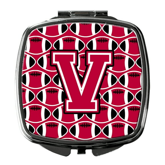 Letter V Football Crimson and White Compact Mirror CJ1079-VSCM
