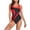 Red, variant on Womens Color Block Print One Piece Swimsuits Athletic Training Swimwear Bathing Suits Tummy Control Bathing Suits Square Neck Sliming Shapewear