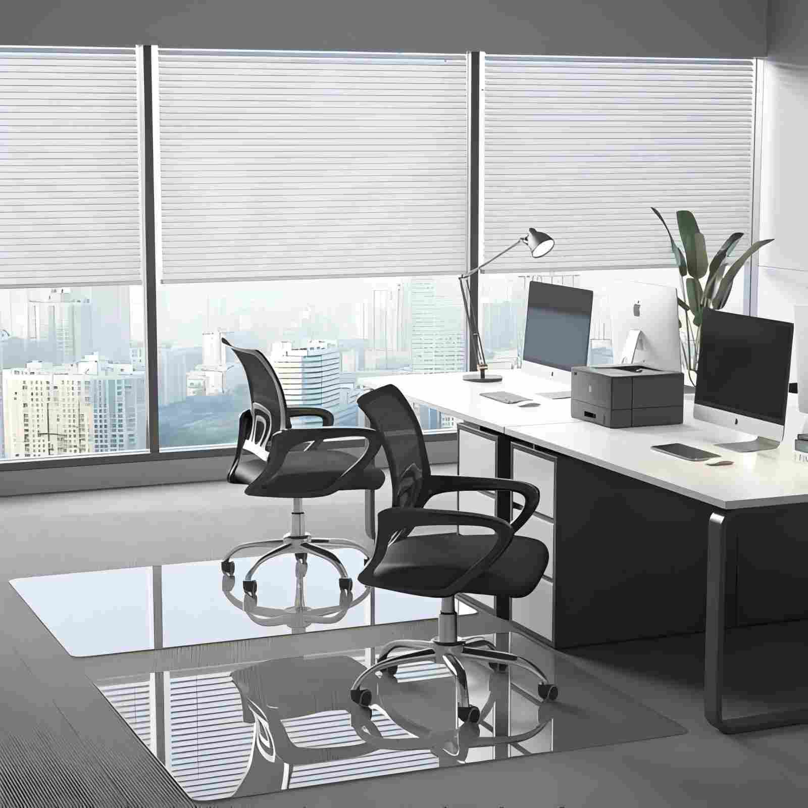 Lumora 36.9" x 46" Heavy Duty Hard Tempered Glass Mat Glass Chair Mat,Clear