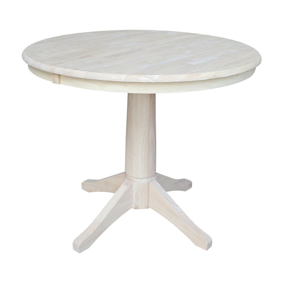 36" Round Pedestal Table With 12" Leaf - 30.1"H - Dining Height - Multi-Color