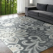 Madison Transitional 5' x 7' Dark Gray and Cream Polypropylene Indoor Area Rug