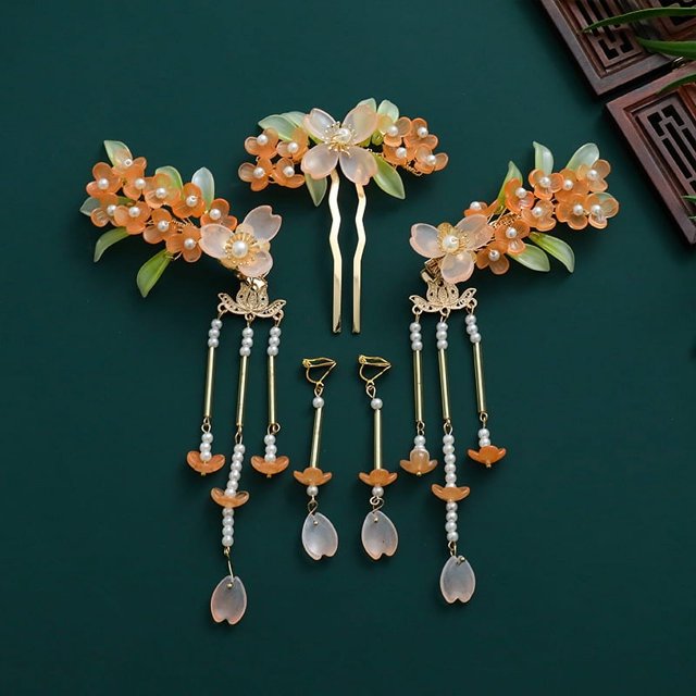 Horquilla de estilo antiguo para niña, horquilla Hanfu, pinza para la oreja, tocado con borlas de flores de peonía, peine para el cabello, accesorio para el cabello de disfraz antiguo para