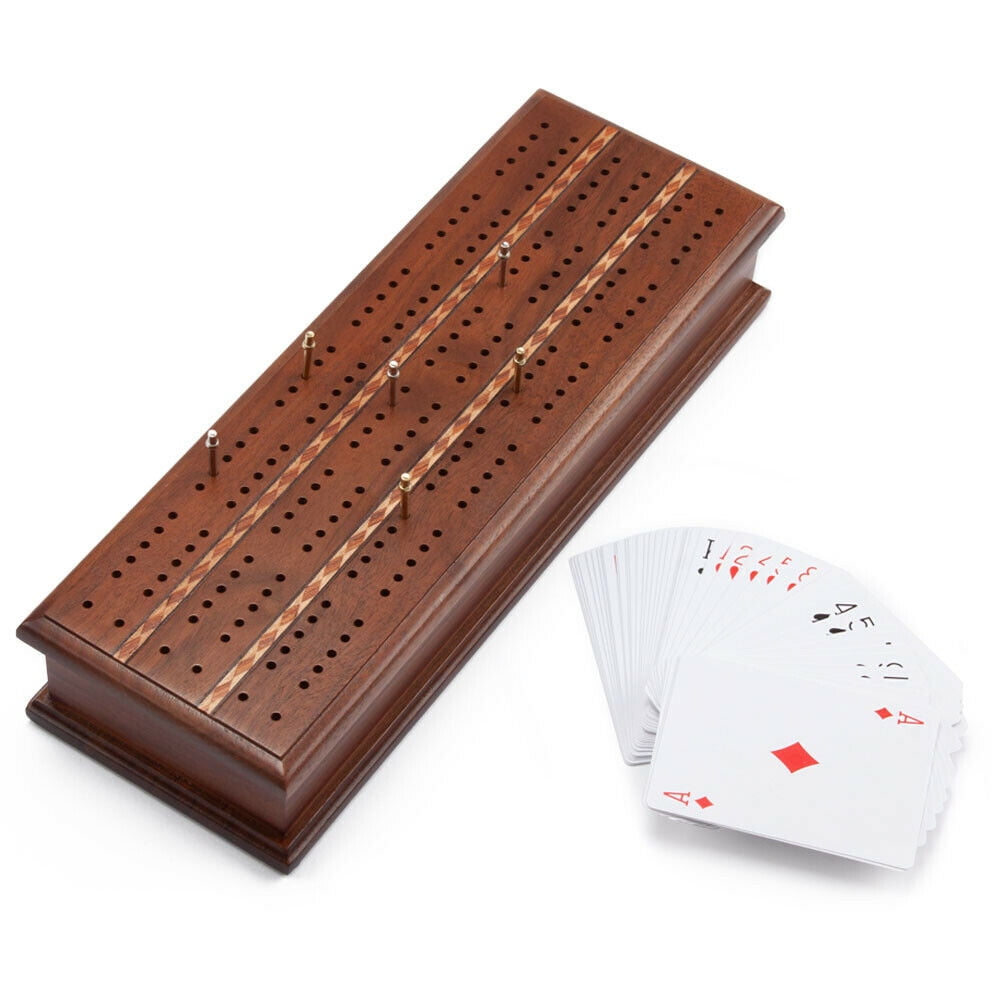 Board Games Juegoal Wood Cribbage Board Game Set 3 Tracks with Metal