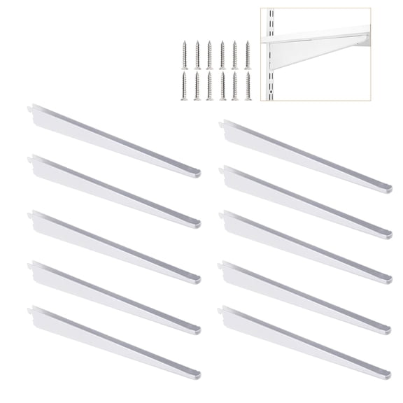 10 Pack 11.5‑Inch Adjustable Wire Shelf Brackets – Heavy‑Duty Double‑Track Closet & Wall Shelving System Supports(White)