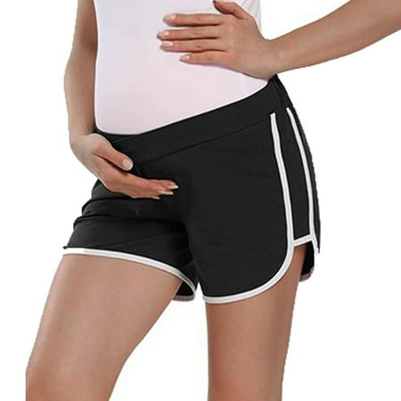 

YWDJ Maternity Clothes 2022 Women Maternity Casual Comfortable Low-waist Contrast Color Pregnant Shorts Black XL