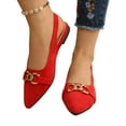 thumbnail image 4 of Red Female Pointed Toe Flat Sandals Featuring A Slip On Design And Breathable Material, 4 of 9