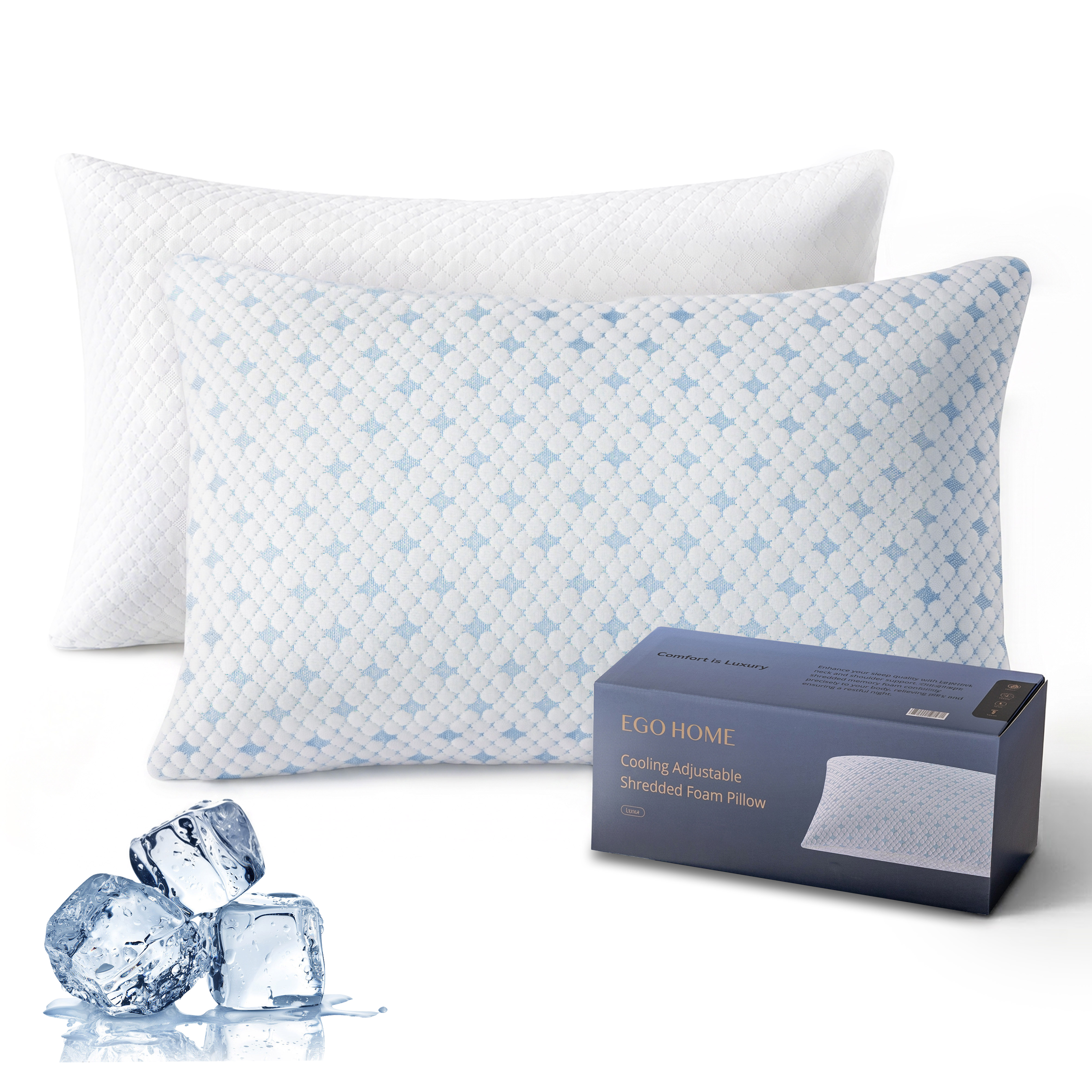 Egohome Adjustable Cooling Memory Foam Pillow 2-Pack photo 1