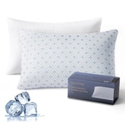 EGOHOME 2-Pack Adjustable Cooling Bed Pillows, Shredded Memory Foam Pillows Set of 2, Standard Queen, Dual Sides