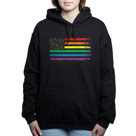 CafePress - Rainbow American Flag - Pullover Hoodie, Classic & Comfortable Hooded Sweatshirt