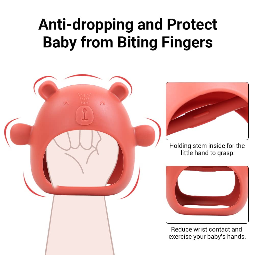 Baby Teething Toys, Silicone Baby Teether Toy for Infants 3+ Months, Never Drop Silicone Baby Mitten Teether for Soothing Teething Pain Relief, Baby Chew Toys for Sucking Needs, BPA Free