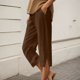 thumbnail image 1 of WILLBEST Pantalones Casuales de Lino Ligeros Para Mujer, Capri de Verano Para Mujer, Pantalones Cortos de Playa de Pierna Recta Con Bolsillos, Hasta La Rodilla, Estilo Exterior, Cómodos y Elegantes., 1 of 3