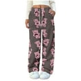 thumbnail image 2 of HongQid Women's Fuzzy Plush Warm Pajama Pants Fleece Lounge Sleepwear Teddy Pj Bottoms Elastic Waist Cute Bear Graphic Printed,Gray, 2 of 8