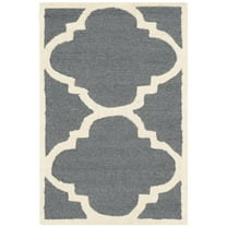 SAFAVIEH Cambridge Justine Geometric Quatrefoil Wool Area Rug, Dark Grey/Ivory, 2'6" x 4'
