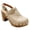 Beige, variant on Women Slingback Clogs Wooden Block Heel Closed Round Toe Platform Studded Mules Buckle Strap Vintage Dress Slide Sandals Size 7.5 Black