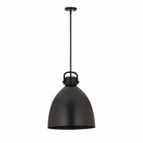 Innovations Lighting  Newton Metal Bell - 1 Light 18" Stem Hung Pendant Matte Black