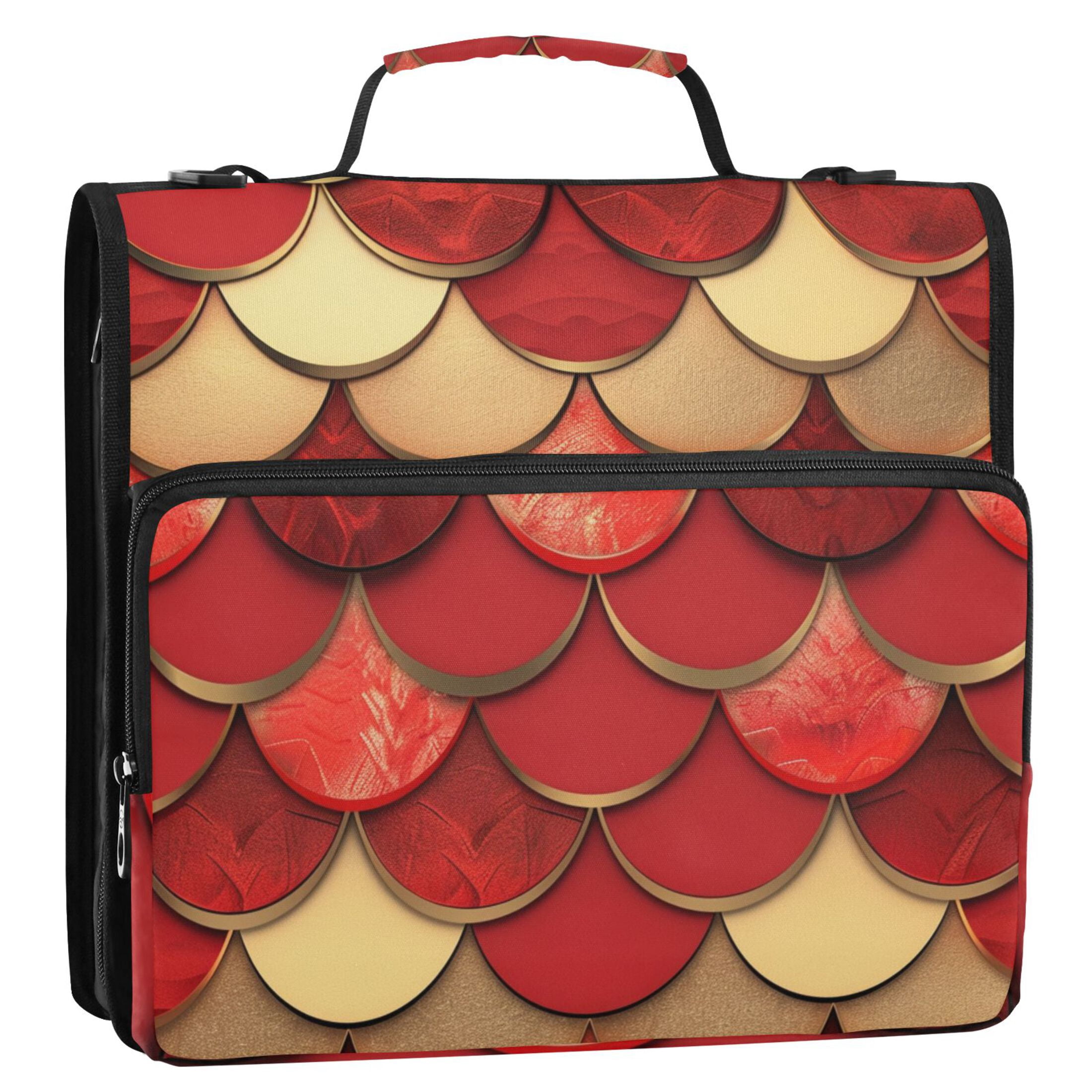 ALAZA Zipper Binder Red Scales 3 Ring Trapper Keeper File Folder Organizer Bag