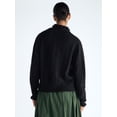 thumbnail image 3 of Free Assembly Women's Ruffle Neck Pointelle Cardigan Sweater, Midweight, Sizes XS-XXL, 3 of 5