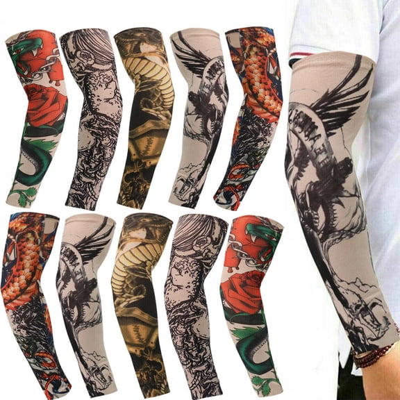 Venoro 5 Pairs Cooling Arm Sleeves UV Protection Sunscreen for Men Women, Tattoo Cover