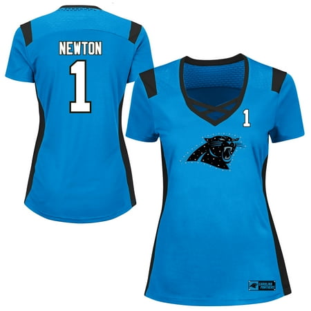 Panthers Cam Newton Cam Newton Carolina Panthers Majestic Women's Draft Him Name & Number Fashion T-Shirt - Light Blue ()