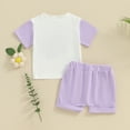 thumbnail image 3 of Bagilaanoe 2pcs Toddler Baby Girl Shorts Set Short Sleeve Letter Embroidery T Shirt Tops + Shorts 3M 6M 12M 18M 24M 3T Kids Casual Summer Clothes, 3 of 8