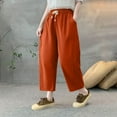 thumbnail image 2 of ABATAB Womens Capri Pants Summer Wide Leg High Waisted Crop Pants Drawstring Casual Baggy Capri Trousers with Pockets, 2 of 3