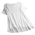 thumbnail image 4 of Camiseta a cuadros Mujer Botón de verano Blusa de manga corta Top suelto, Blanco, M kenally AP001353-02, 4 of 7
