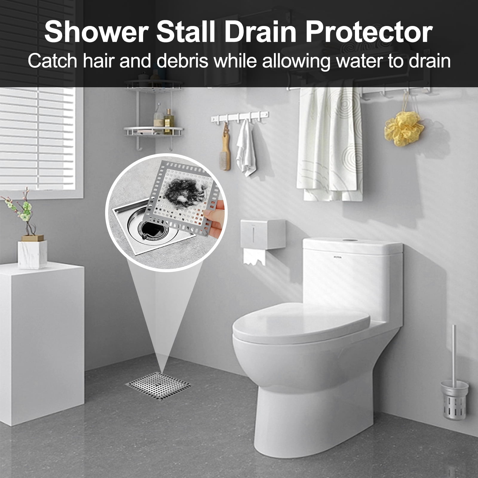 Diawss Shower Hair Drain Catcher,Convex Cover for Stopper with Suction  Cup,Suit for Bathroom,Bathtub,Kitchen 4 Pack