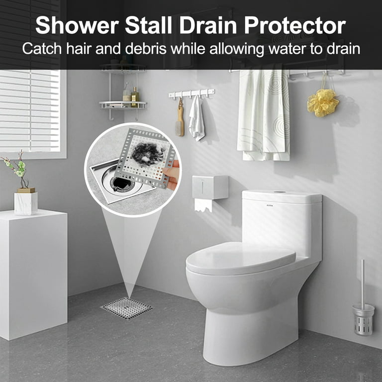 4.9 inch Shower Drain Hair Catcher, TSV Bathtub Drain Cover Protector Zinc Alloy+ Silicone Hair Stopper for Bathroom Kitchen, Silver