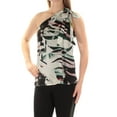 thumbnail image 3 of BAR III Womens Black Tie Striped Sleeveless Asymmetrical Neckline Top S, 3 of 4