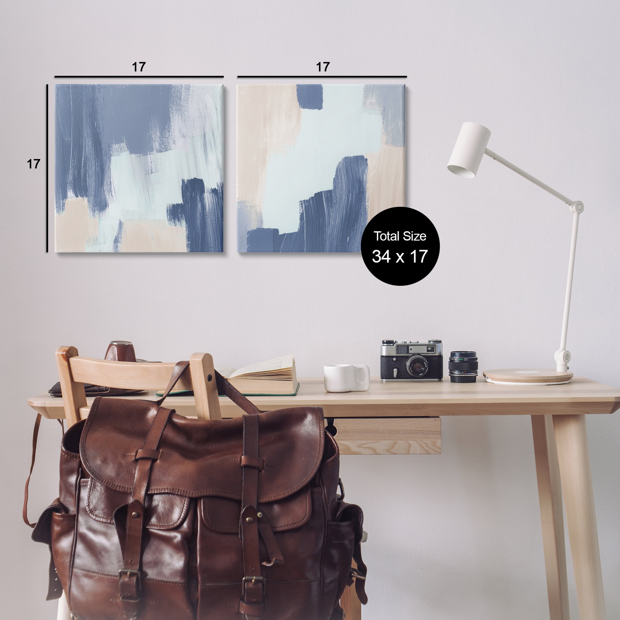 Stupell Industries Restless Blue Brush Strokes Abstract Painting Wrapped Canvas Art Print Wall Art, 17 x 17, Set of 2