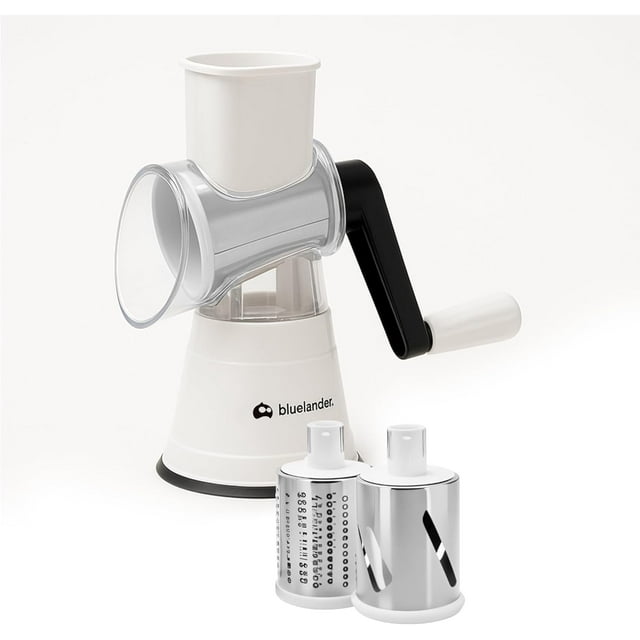 Rallador de Verduras Manual 3 en 1 Bluelander, Multifuncional de Acero Inoxidable con Rebanador y Cortadores, Blanco