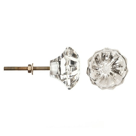 Decorative Knob - Glass - Round - Clear Burst