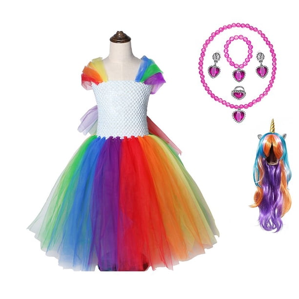 Vestido tutú de unicornio para niñas, traje de princesa Arco Iris Pastel, conjunto de fiesta de cumpleaños para niños, Navidad, Halloween zhangyuxiang unisex