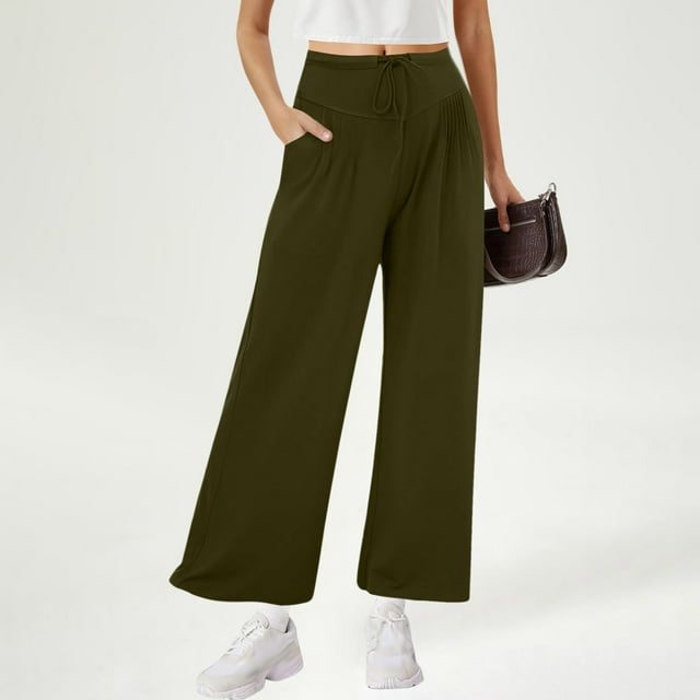 JMKQLZ Spring Summer Casual Loose Solid Color Fashion Pockets Outwear Long Pants For Women
